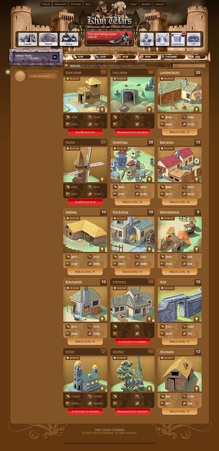 KhanWars(カーン ウォーズ)のゲーム画面「15種類の建物がゲーム内にあります」
