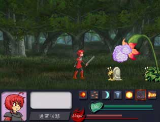 Silent Desire 2 ～永劫の大樹～のゲーム画面「戦闘パート　：　森を突き進む魔法剣士のアーシャ」
