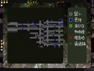 孤高のアオイロのゲーム画面「通った場所は地図に記されるので、迷ったら地図を開こう」