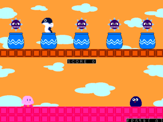 カービィ52のゲーム画面「【ELIEEL】鰻が入った壺を当てる」