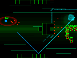 BOUND LAZERのゲーム画面「反射するほど強くなるレーザー」