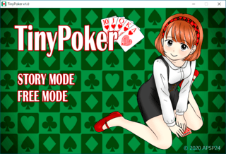 TinyPoker_Freeのゲーム画面「ストーリーモード（有料版）、フリーモードが選べます。」