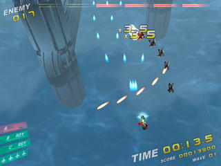 Rampage in the skyのゲーム画面「タイムアタック方式のシューティングゲーム」