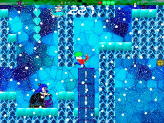 スーパーザマスワールド（Ver.1.0.1）のゲーム画面「W5　美しい氷の地形と画面を覆う猛吹雪が特徴の雪山」
