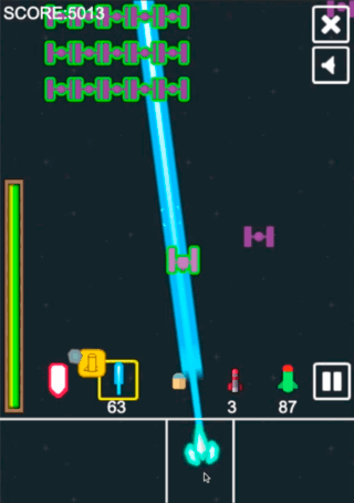 HIGH SCORE HUNTINGのゲーム画面「Laser発射」