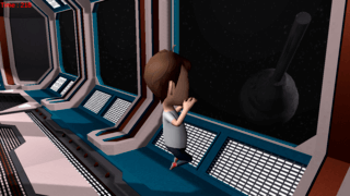 スペース3D迷路のゲーム画面「窓から宇宙空間が見えます。」