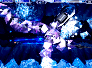 DEAD LINE 2のゲーム画面「ステージ２　飛来する氷を砕き先に進め！！」