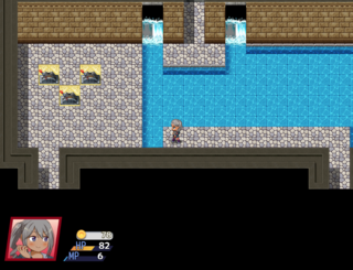 石切り戦姫エリーのゲーム画面「仕掛けを解かないと進めない場所」