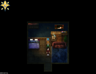 白狐山の神隠しのゲーム画面「部屋を借り、暫くは屋敷の周辺で捜す事に…。」