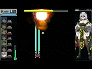 リーナたんの冒険STGのゲーム画面「超惑星戦闘母艦スターブレイザーで敵を蹴散らせ」
