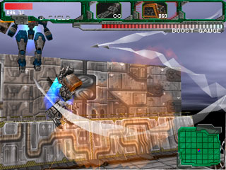 GIGANTIC GEARのゲーム画面「ブーストを使用して空中戦も出来る」