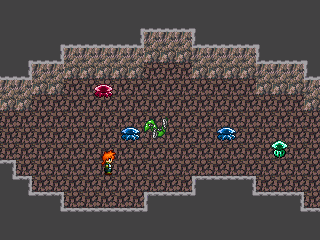 Nepheshelのゲーム画面「敵の色で強さが見える　緑＜青＜赤の順」