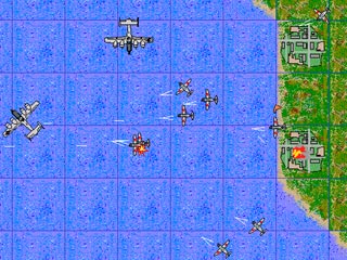 Naval South Pacific Warのゲーム画面「長距離爆撃機から日本本土を守り抜け！」