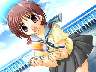 ヒトナツの夢のゲーム画面「夕焼けの屋上」
