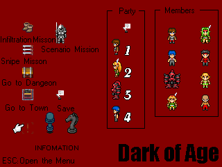 Dark of Ageのゲーム画面「メインメニュー画面」