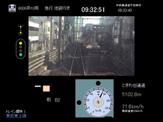 トレイン趣味！東武東上線のゲーム画面「8000系運転画面（急行）」