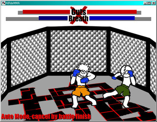 AIR de MMAのゲーム画面「スタンドでの攻防からはじまる。投極打すべて可能。」