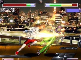 兄貴の拳のゲーム画面「アリガチな女キャラと異型キャラの戦闘」