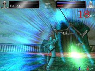 ナンチャラ剣物語のゲーム画面「敵が飛ぶ」