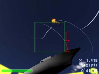 ネイビーミッションのゲーム画面「誘導ミサイルで航空機を撃墜」