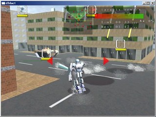 壱越のゲーム画面「ロボットを操縦してステージ内の全ターゲットを破壊する」