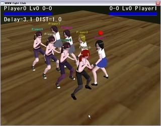 WWW Fight Clubのゲーム画面「このゲームは２つのWindowで操作します。Fighting画面で格闘します」