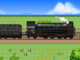 チルドレンス・コーナーのゲーム画面「汽車で目指すは、東の帝都ガラテア！」