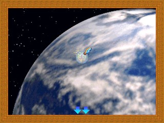 チルドレンス・コーナーのゲーム画面「そして物語の舞台は宇宙（そら）へ・・・！」