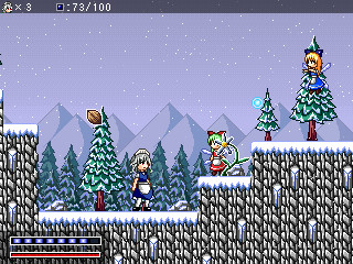 メイド イン ヘル！のゲーム画面「ステージ１。難易度の低い雪山ステージ。」