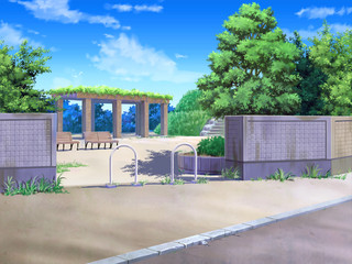 嘘は桜と共に散る　試作版のゲーム画面「昼間の公園」