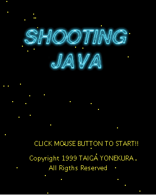 SHOOTING JAVAのゲーム画面「タイトル画面」