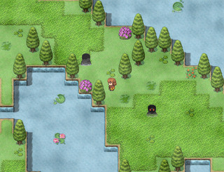 だいちのかけらのゲーム画面「村の周りの未開の地を、仲間とともに探検」