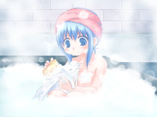 七芒星の魔法陣のゲーム画面「入浴シーン」