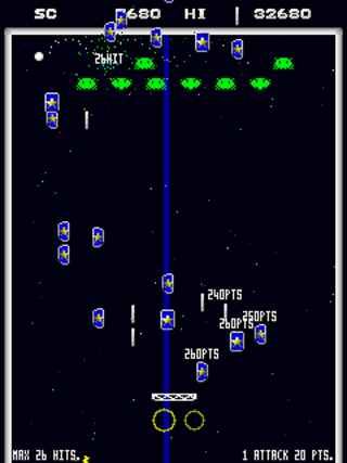 INVADER BLOCK 2のゲーム画面「多段ヒット(26hit)が決まったところ」