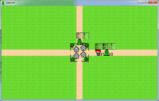 伝説の村のゲーム画面「マップ上のキャラクタを上手く誘導し、敵を全滅させる」