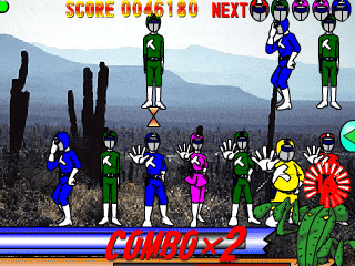対戦 パズル戦隊ゴニンジャーのゲーム画面「ゴニンジャーで攻撃！」