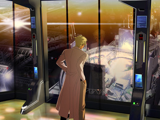 その光その翼・アザトースの遺産～現代編～のゲーム画面「海底都市ルルイエであろう背景を眺める準主人公マーカスのイベント絵です。」
