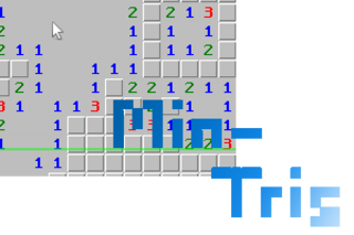 Min-Tetraのゲーム画面「無限マインスイーパー ランキングもあるお」