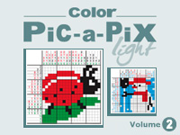 カラーアートロジック Light Vol.2のゲーム画面「正しくロジックを解いて完成すると隠れた絵が浮かび上がります。」