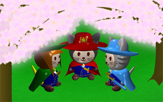 ネコちゃん三銃士のゲーム画面「ネコちゃん三銃士」