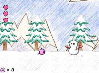 はねろプーのすけのゲーム画面「雪が降る雪山」