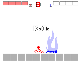 SimpleFightingGameのゲーム画面「K.O.時の画面です。相手をノックアウト。」