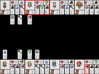 ファミリアのゲーム画面「カードバトルテイストの戦闘システム」