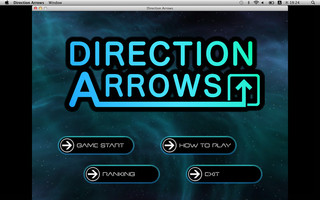 Direction Arrowsのゲーム画面「タイトル画面。ゲームモードは全部で3種類。」