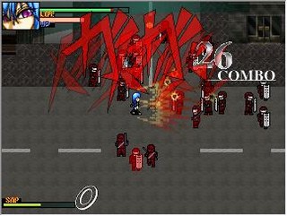 CB-GAMMAのゲーム画面「擬音を使った戦闘演出」