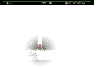 魔王少女エリのゲーム画面「吹雪で視界が制限されているところは注意だ」