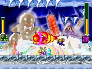 リクールパワーバトルのゲーム画面「氷の敵には炎が効くかも」