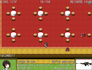 るる☆バースト(β版)のゲーム画面「サバイバーモードです。目指せ１５０コンボ！」
