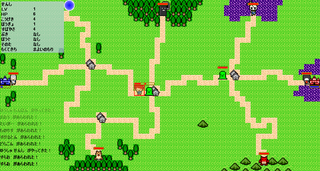 Tactics villageのゲーム画面「敵に遭遇すると戦闘開始！」