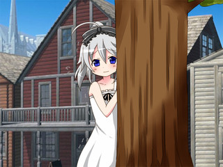 北お～かみ様！のゲーム画面「木陰に隠れる少女の正体は？挿絵をふんだんに使用！」